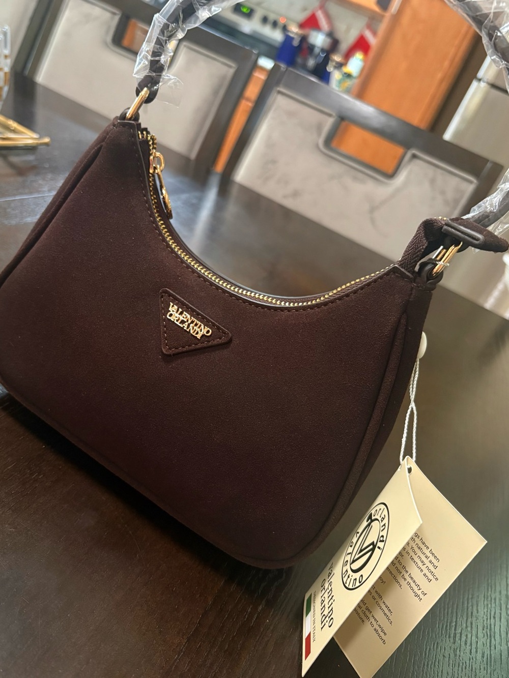 Valentino Orlandi Brown Shoulder Bag with Gold Hardware